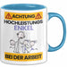 Enkel Tasse Geschenk Lustiger Spruch Geschenkidee für Enkel Achtung Hochleistungs Enkel Bei Der Arbeit Blau Trendation