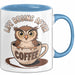 Sarkastische Eule Tier Kaffee Tasse Geschenk Lustige Geschenkidee Spruch Das Leben Beginnt Nach Dem Kaffee Blau Trendation