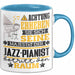 Jazz-Pianist Geschenk Tasse Lustiger Spruch Erheben Sie Sich Der Jazz-Pianist Betritt den Raum Blau Trendation