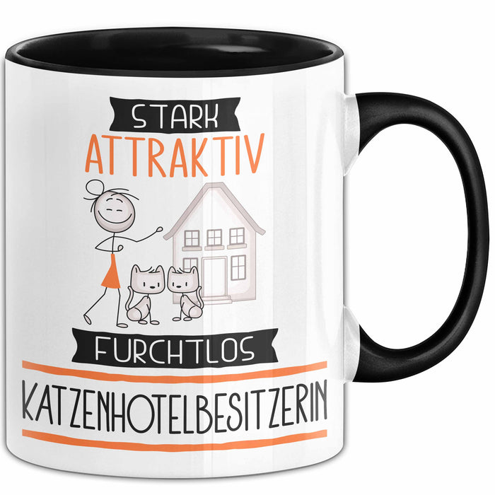 Katzenhotelbesitzerin Tasse Geschenk Becher Stark Attraktiv Furchtlos Katzenhotelbesitzerin Lustige Geschenkidee Trendation