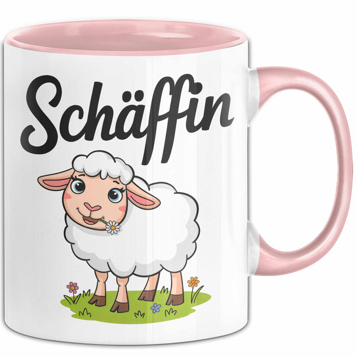 Schaf Tier Bauer Tasse Becher Geschenk Lustige Geschenkidee Spruch Schäffin Rosa Trendation