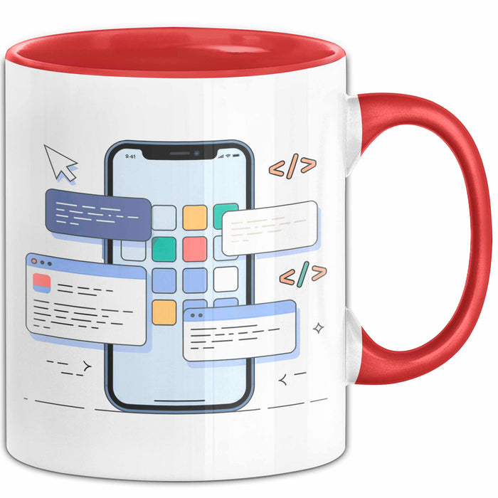 Mobile App Entwickler Tasse Geschenk Lustige Geschenkidee Spruch Für App Ersteller Rot Trendation
