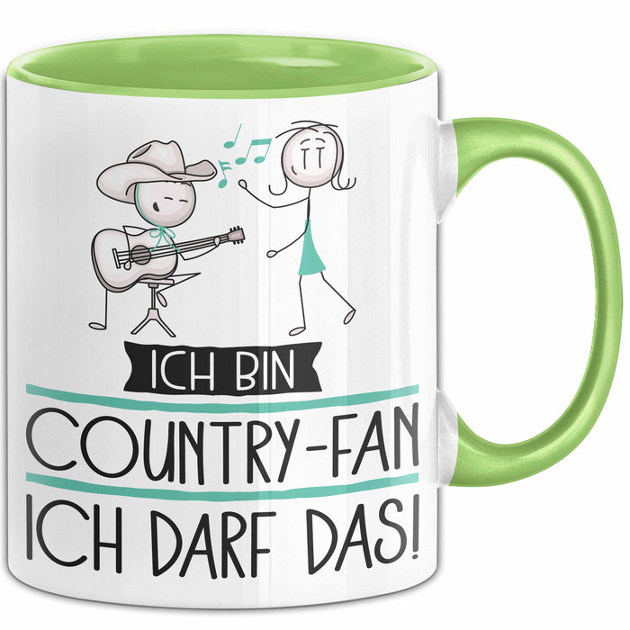 Geschenk für Country-Fan Tasse Lustige Geschenkidee Geburtstag Ich Bin Country-Fan Ich Darf Das Grün Trendation