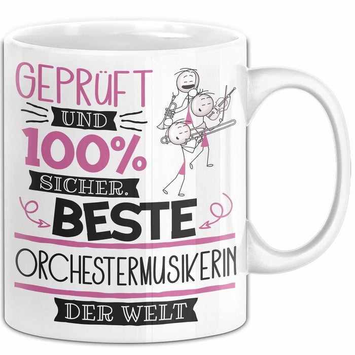 Beste Orchestermusikerin Der Welt Tasse Geschenk für Eine Orchestermusikerin Geprüft Und Sicher Geschenkidee Geburtstag Weihnachten Weiß Trendation