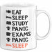 Medizinstudent Arzt Tasse Geschenk Lustige Geschenkidee Spruch Essen Schlafen Lernen Panik Prüfungen Panik Schlafen Weiß Trendation