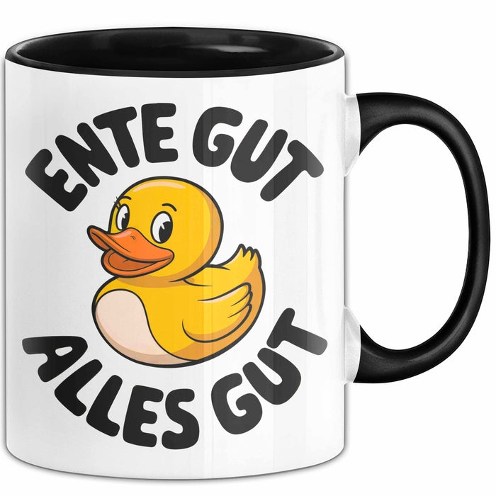 Gelbe Ente Tasse Geschenk Lustige Geschenkidee Spruch Ente gut alles gut Schwarz Trendation