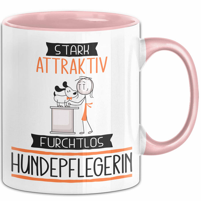 Hundepflegerin Tasse Geschenk Becher Stark Attraktiv Furchtlos Hundepflegerin Lustige Geschenkidee Rosa Trendation