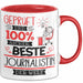 Beste Journalistin Der Welt Tasse Geschenk für Eine Journalistin Geprüft Und Sicher Geschenkidee Geburtstag Weihnachten Rot Trendation