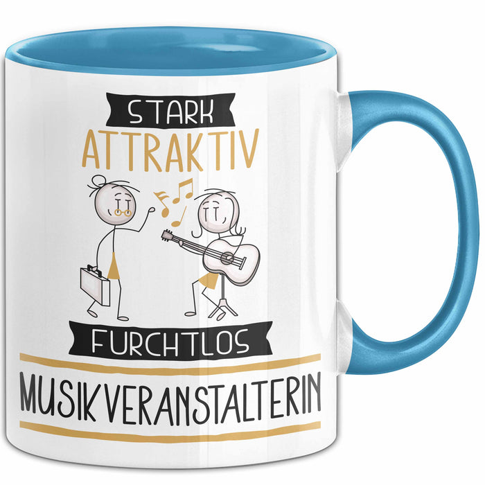 Musikveranstalterin Tasse Geschenk Becher Stark Attraktiv Furchtlos Musikveranstalterin Lustige Geschenkidee Blau Trendation