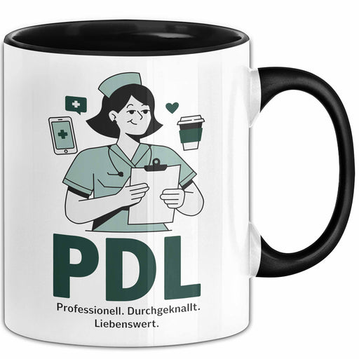 PDL Pflege Tasse Geschenk Professionell Durchgeknallt Liebenswert Geschenkidee Geburtstag PDL Trendation