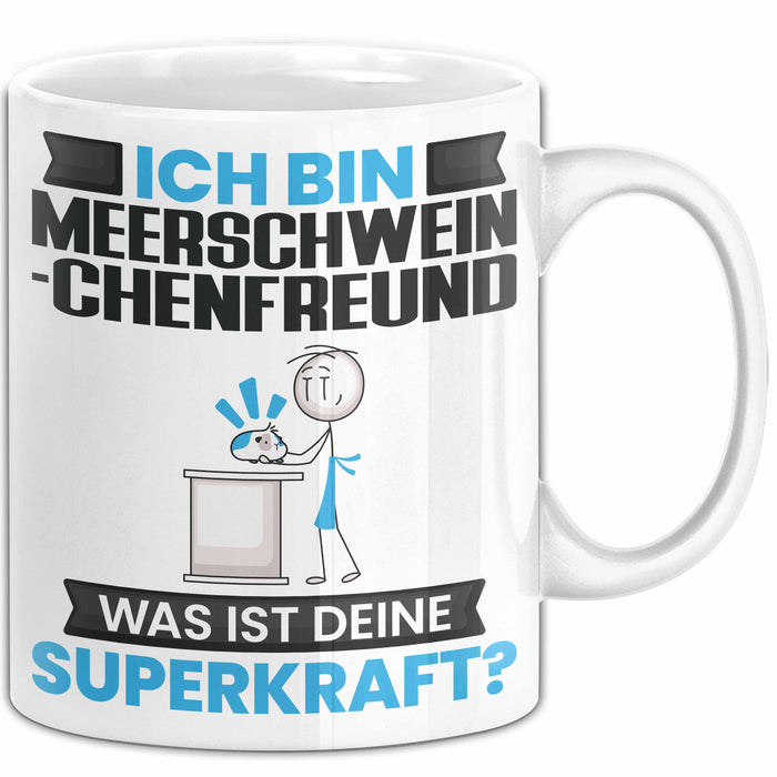 Meerschweinchenfreund Tasse Geschenk für Meerschweinchenfreund Geburtstag Lustiger Spruch Kaffee-Becher Was Ist Deine Superkraft Weiß Trendation