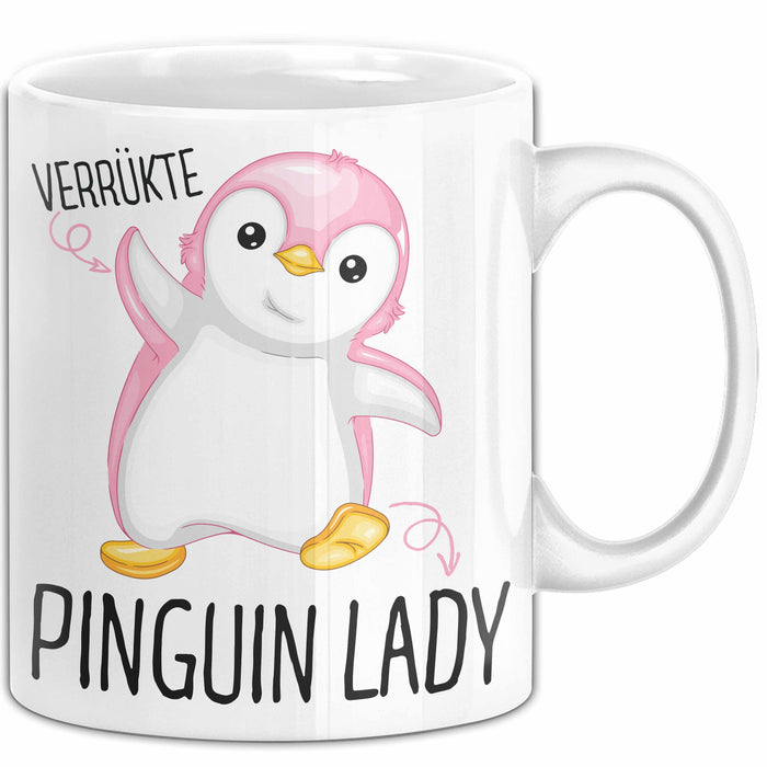 Lustige Tasse Geschenk Verrückte Pinker Pinguin Spruch Weiß Trendation