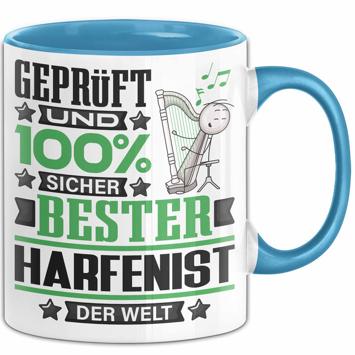 Harfenist Geschenk Lustiger Spruch für Harfenist Geschenkidee Bester Harfenist Der Welt Blau Trendation