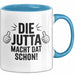 Jutta Tasse Geschenk Die Jutta Macht Dat Schon Geschenkidee Becher mit Name Blau Trendation
