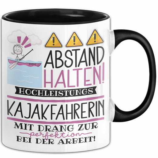 Kajakfahrerin Tasse Geschenk Lustig Abstand Halten Hochleistungs-Kajakfahrerin Mit Drang Zur Perfektion Bei Der Arbeit Trendation
