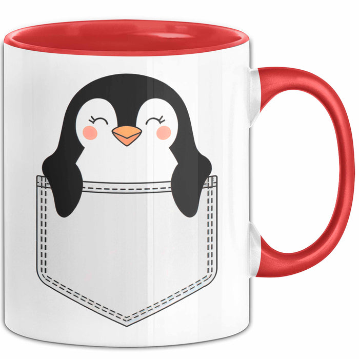 Pinguin In Der Tasche Tasse Geschenk Lustige Geschenkidee Spruch Rot Trendation