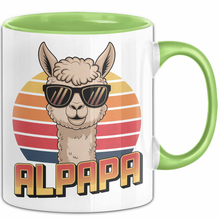 Vatertag Tasse Geschenk Alpapa Alpaka für Papa Spruch Grün Trendation