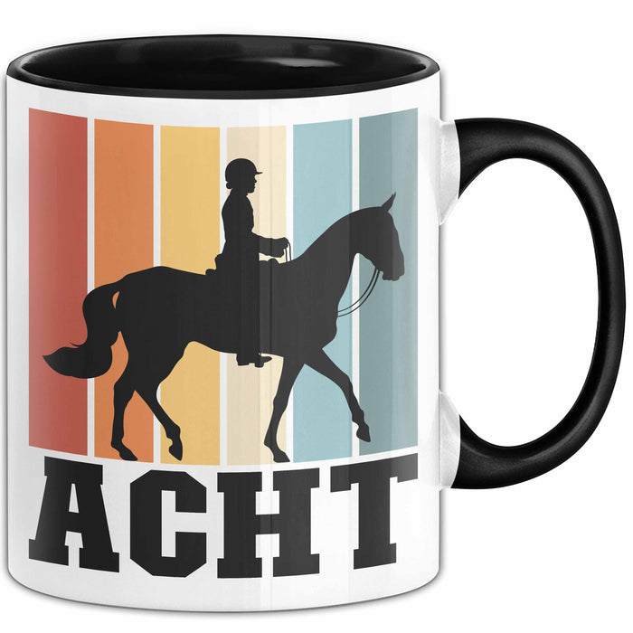 Tasse Geschenk Acht Retro Pferd Design Becher Schwarz Trendation