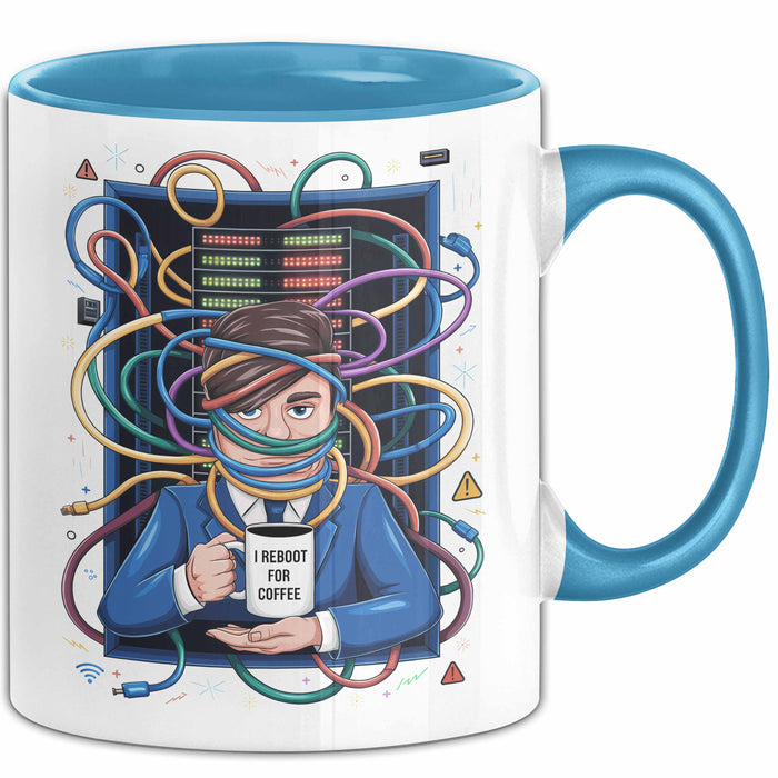 IT Administrator Tasse Geschenk Lustige Geschenkidee Spruch Für Netzwerk Helden Blau Trendation