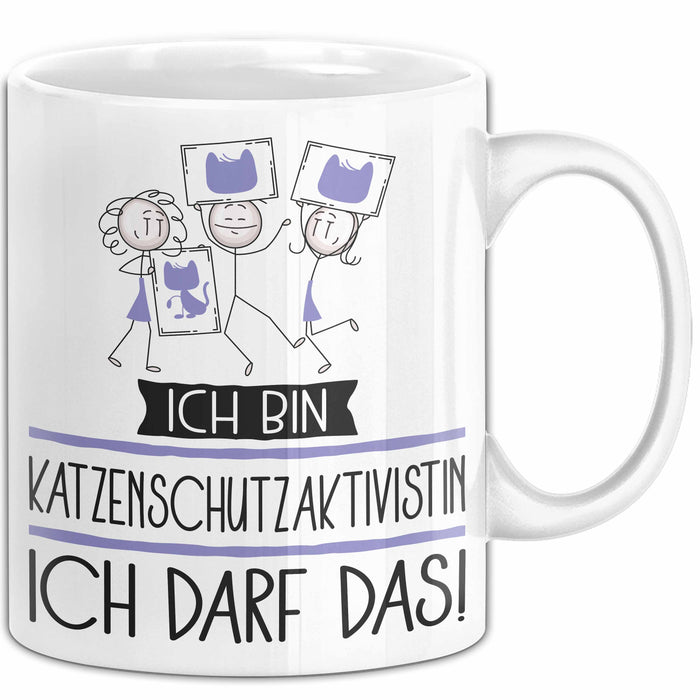 Geschenk für Katzenschutzaktivistin Tasse Lustige Geschenkidee Geburtstag Ich Bin Katzenschutzaktivistin Ich Darf Das Weiß Trendation