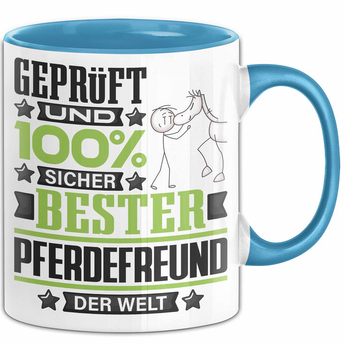 Pferdefreund Geschenk Lustiger Spruch für Pferdefreund Geschenkidee Bester Pferdefreund Der Welt Blau Trendation