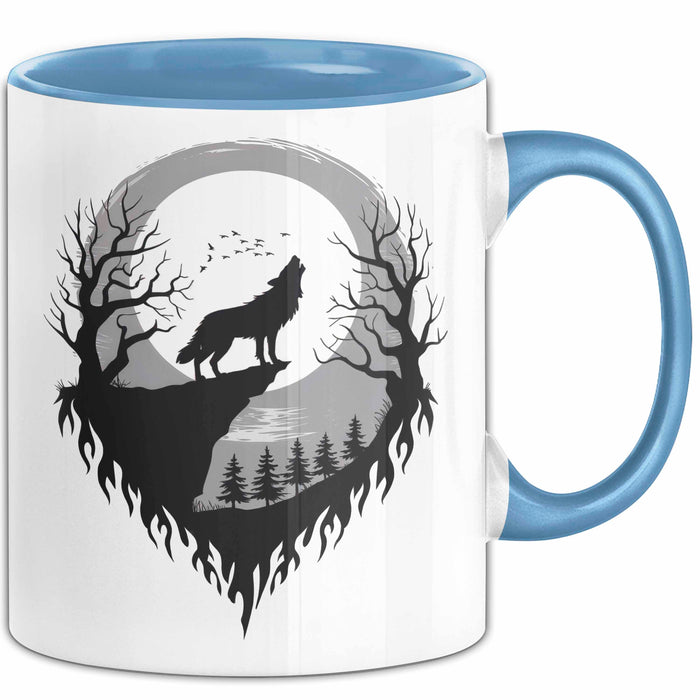 Wolf Tierliebhaber Tasse Geschenk Lustige Geschenkidee Spruch Blau Trendation