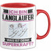 Langläufer Tasse Geschenk für Langläufer Geburtstag Lustiger Spruch Kaffee-Becher Was Ist Deine Superkraft Rot Trendation