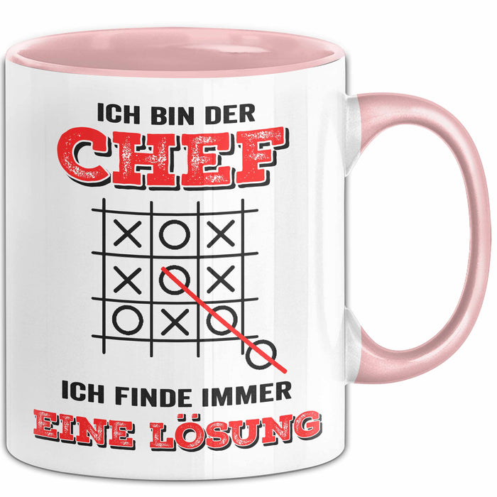 Büroarbeit Kollege Chef Tasse Geschenk Lustige Geschenkidee Spruch Ich Bin Der Chef Ich Finde Immer Eine Lösung Rosa Trendation
