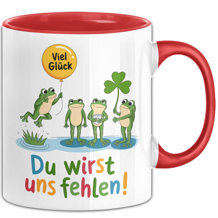 Büroarbeit Kollege Abschied Frösche Tasse Geschenk Lustige Geschenkidee Spruch Du Wirst Uns Fehlen Rot Trendation