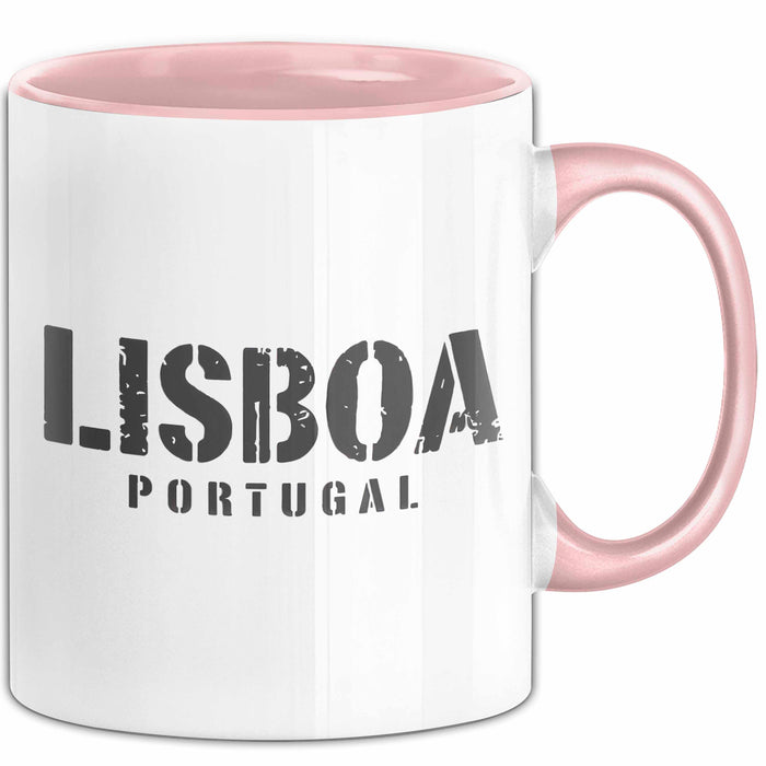 Lissabon Portugal Tasse Geschenk Lustige Geschenkidee Spruch Rosa Trendation