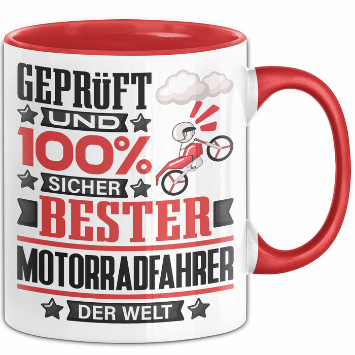 Motorradfahrer Geschenk Lustiger Spruch für Motorradfahrer Geschenkidee Bester Motorradfahrer Der Welt Rot Trendation