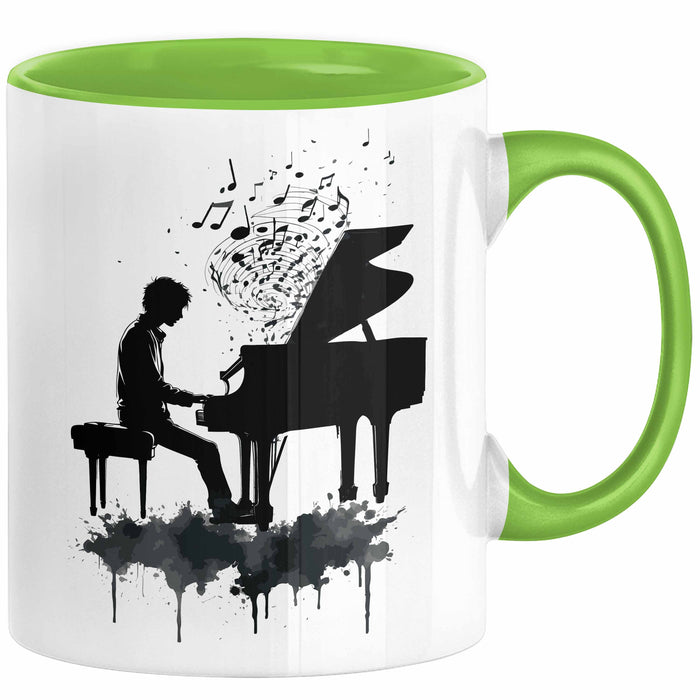 Klavier-Spieler Geschenk Tasse Grafik Piano Spielerin Geschenkidee Becher Grün Trendation