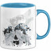 Wolf Tasse Geschenk Heulender Wolf Vögel Mond Silhouetten Geschenkidee Blau Trendation