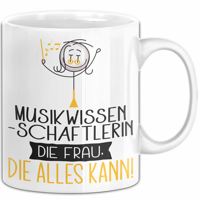 Musikwissenschaftlerin Geschenk Tasse Becher Die Frau Die Allen Kann Geschenkidee für eine Musikwissenschaftlerin Lustig Weiß Trendation