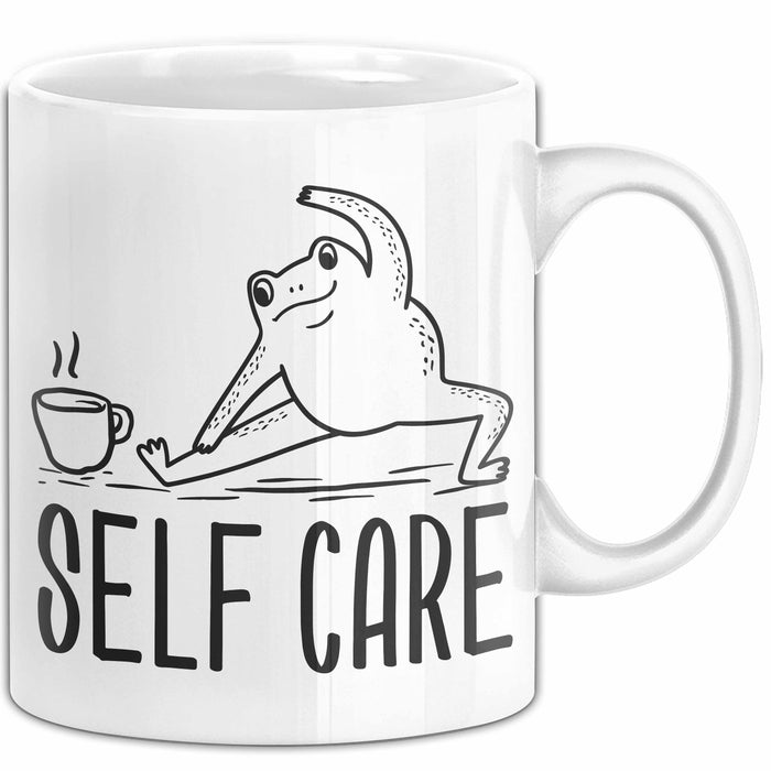 Frosch Tasse Geschenk Self Care Humor Geschenkidee Kaffee-Becher Weiß Trendation