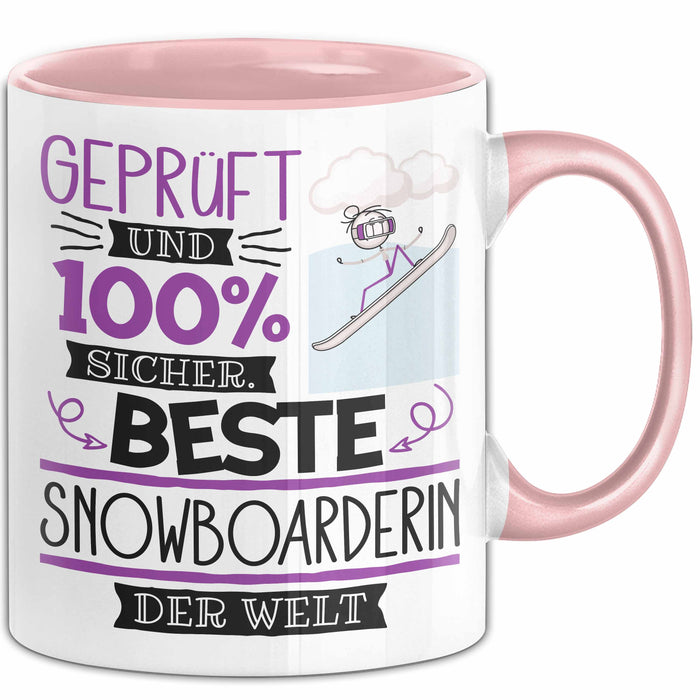 Beste Snowboarderin Der Welt Tasse Geschenk für Eine Snowboarderin Geprüft Und Sicher Geschenkidee Geburtstag Weihnachten Rosa Trendation
