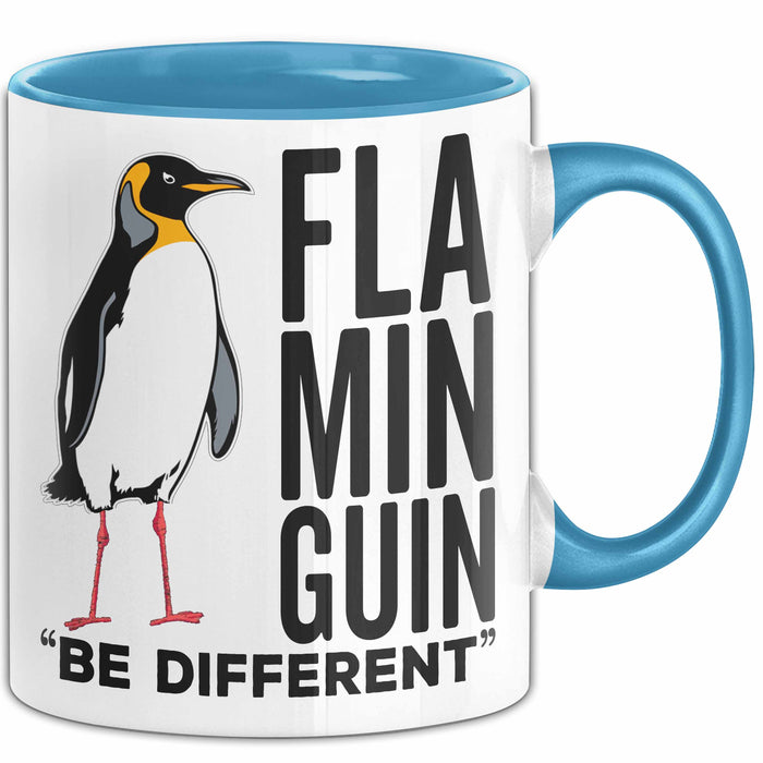 Pinguin Flamingo Tasse Geschenk Lustige Geschenkidee Spruch Flaminguin Blau Trendation