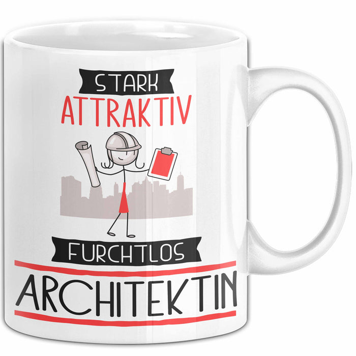 Architektin Tasse Geschenk Becher Stark Attraktiv Furchtlos Architektin Lustige Geschenkidee Weiß Trendation