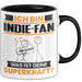 Indie-Fan Tasse Geschenk für Indie-Fan Geburtstag Lustiger Spruch Kaffee-Becher Was Ist Deine Superkraft Schwarz Trendation