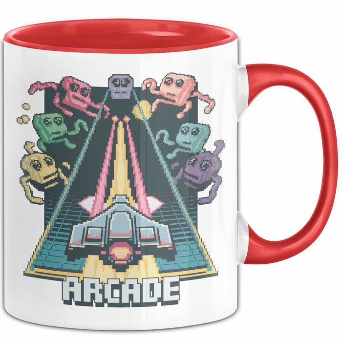 Retro Gamer Tasse Geschenkidee für Gaming und Konsolen Fans Rot Trendation