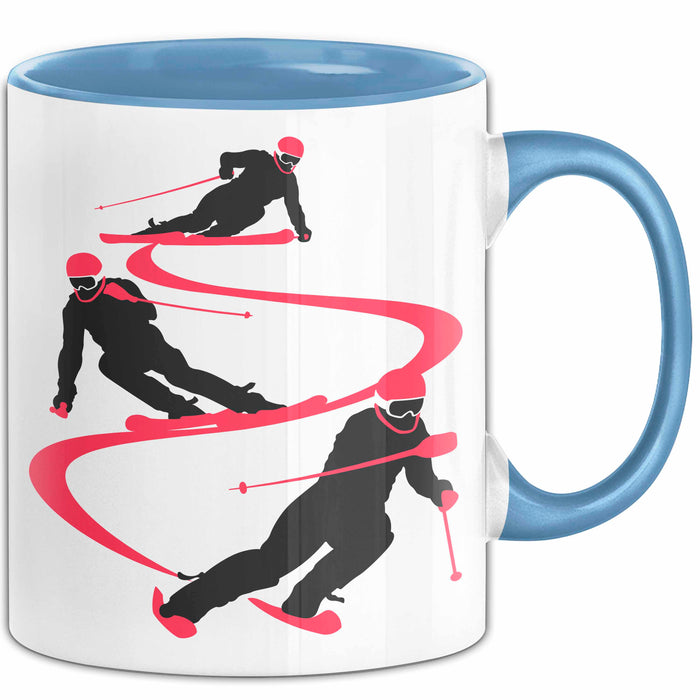 Ski Tasse Geschenk Grafik Skifahrer Becher Blau Trendation
