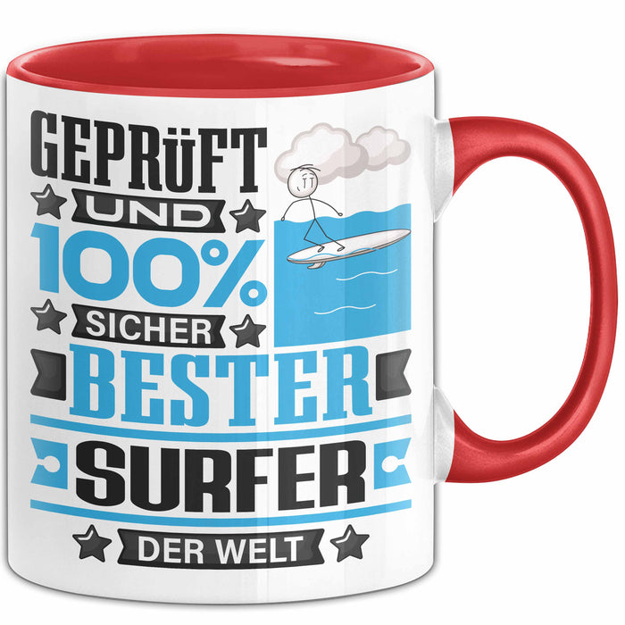 Surfer Geschenk Lustiger Spruch für Surfer Geschenkidee Bester Surfer Der Welt Rot Trendation