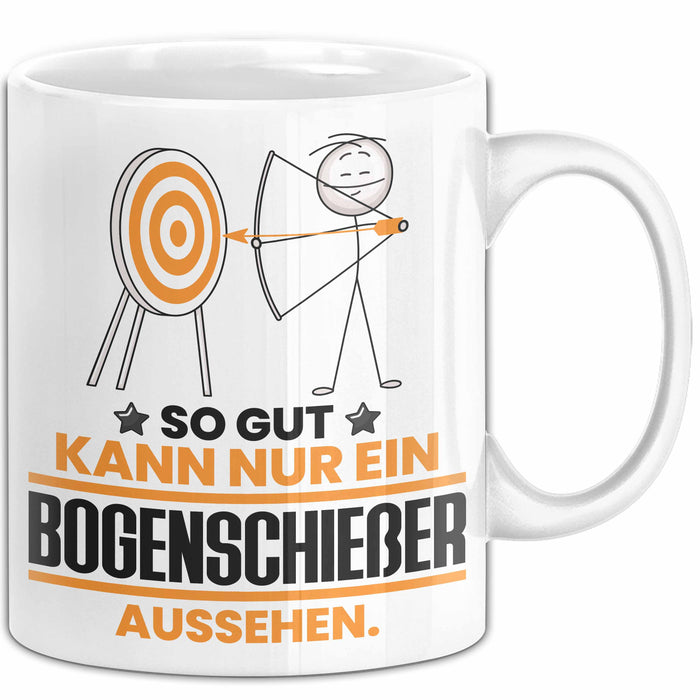 Bogenschießer Geschenk Tasse So Gut Kann Nur Ein Bogenschießer Aussehen Geschenkidee Kaffee-Becher Weiß Trendation