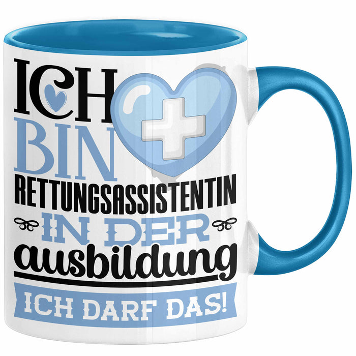 Rettungsassistentin Ausbildung Start Geschenk Tasse Ich Bin Rettungsassistentin In Der Ausbildung Ich Darf Das Kaffee-Becher Geschenkidee Blau Trendation