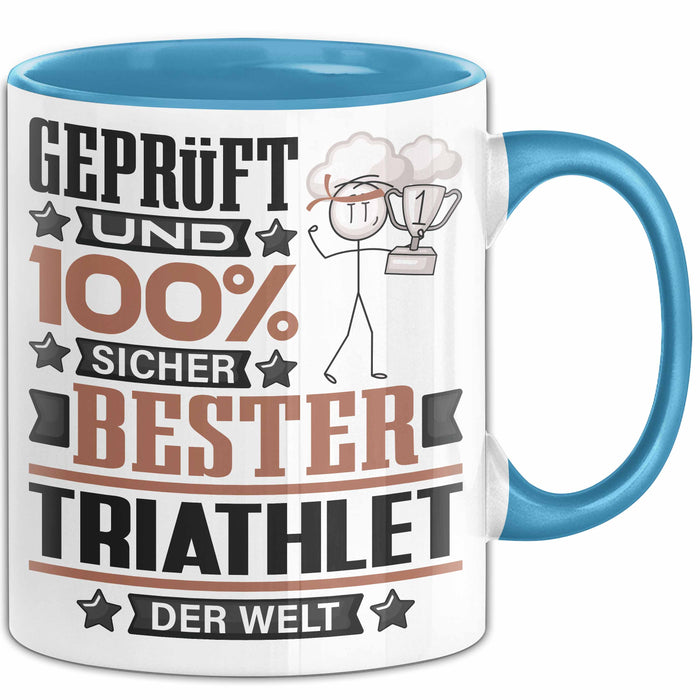 Triathlet Geschenk Lustiger Spruch für Triathlet Geschenkidee Bester Triathlet Der Welt Blau Trendation