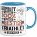Triathlet Geschenk Lustiger Spruch für Triathlet Geschenkidee Bester Triathlet Der Welt Blau Trendation