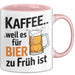 Kaffee Tasse Geschenk Kaffee Weil Es Fuer Bier Zu Frueh Ist Geschenkidee Lustig Rosa Trendation