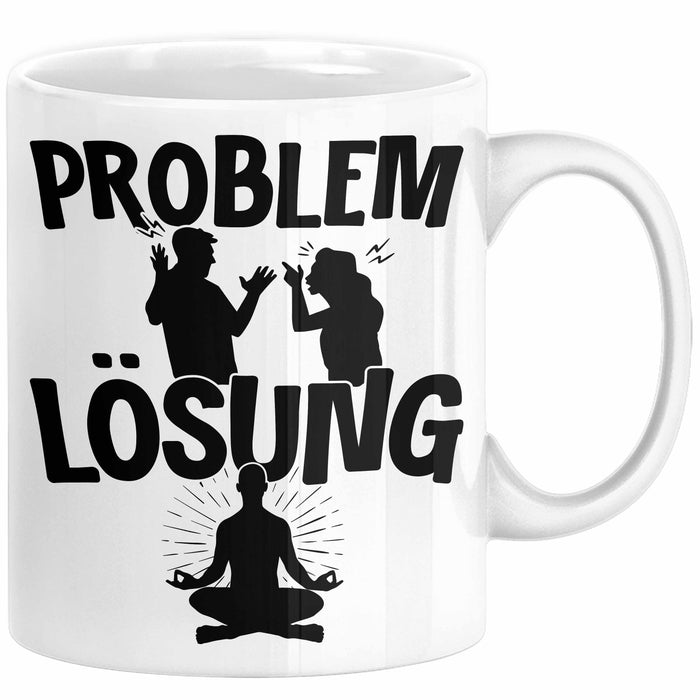 Yoga Tasse Geschenk für Yogalehrer Männer Geschenkidee Problem und Lösung Yoga Weiß Trendation