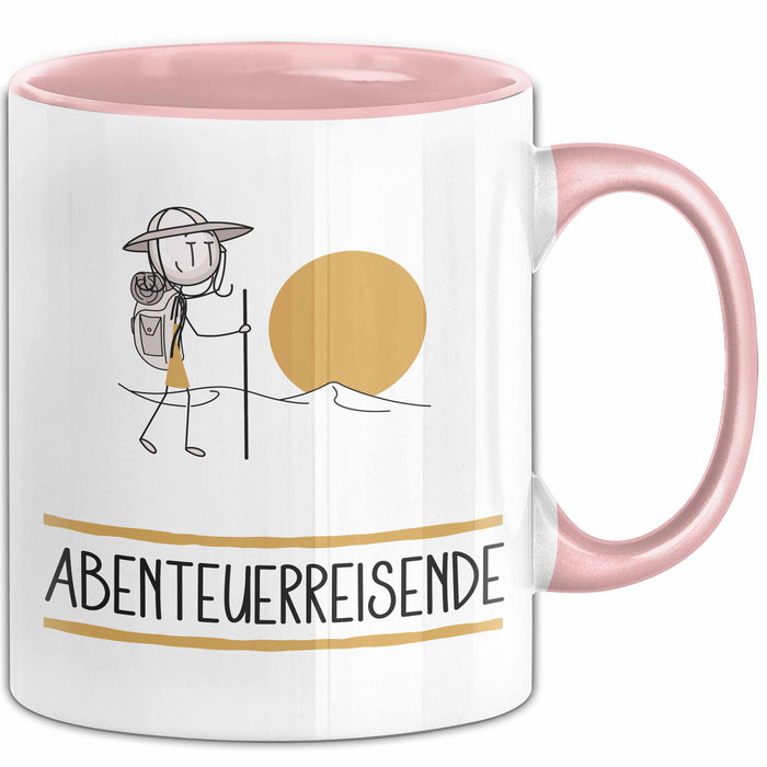 Geschenk für Abenteuerreisende Tasse Lustige Geschenkidee Geburtstag Ich Bin Abenteuerreisende Ich Darf Das Rosa Trendation