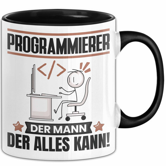 Programmierer Tasse Geschenk für Programmierer Der Mann Der Alles Kann Geschenkidee zum Geburtstag Schwarz Trendation